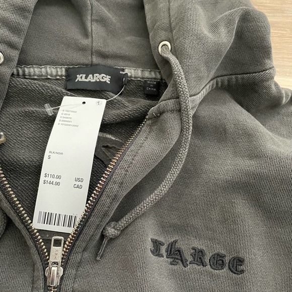 NWT XLARGE Pigment Dyed Embossed Zip Hoodie Sweatshirt S - Picture 2 of 8